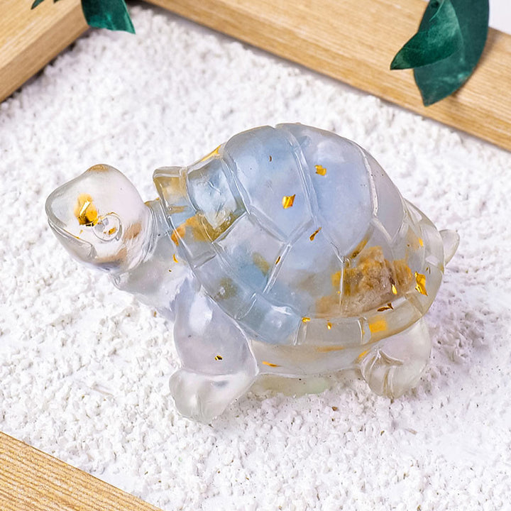 Buddha Stones Various Stone Citrine Green Aventurine Amethyst Mini Turtle Prosperity Home Decoration - Celestite 5*3*2.7cm - image 11