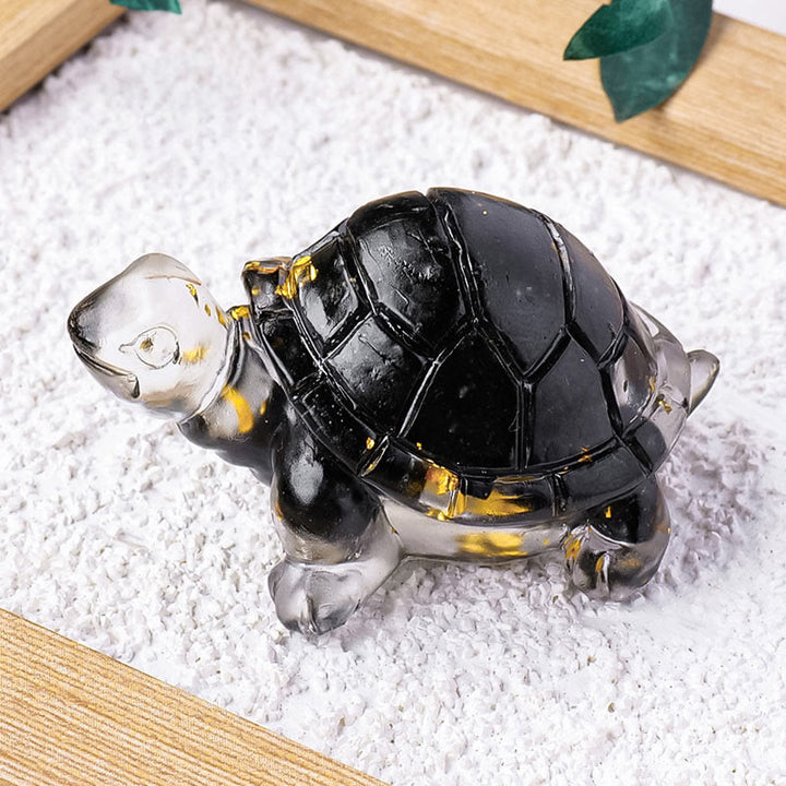 Buddha Stones Various Stone Citrine Green Aventurine Amethyst Mini Turtle Prosperity Home Decoration - Black Tourmaline 5*3*2.7cm - image 12