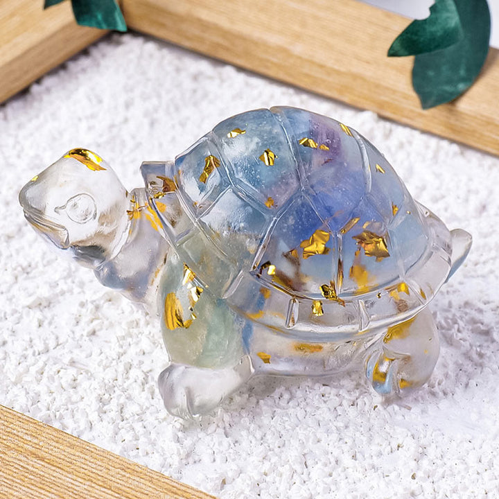 Buddha Stones Various Stone Citrine Green Aventurine Amethyst Mini Turtle Prosperity Home Decoration - Fluorite 5*3*2.7cm - image 19