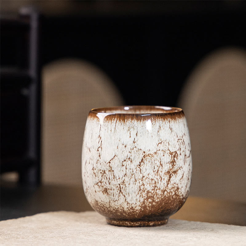 Buddha Stones Handmade Small Chinese Jianzhan Kiln Change Ceramic Teacup Kung Fu Tea Cup 150ml - White 7.1cm*7.3cm*150ml - image 6