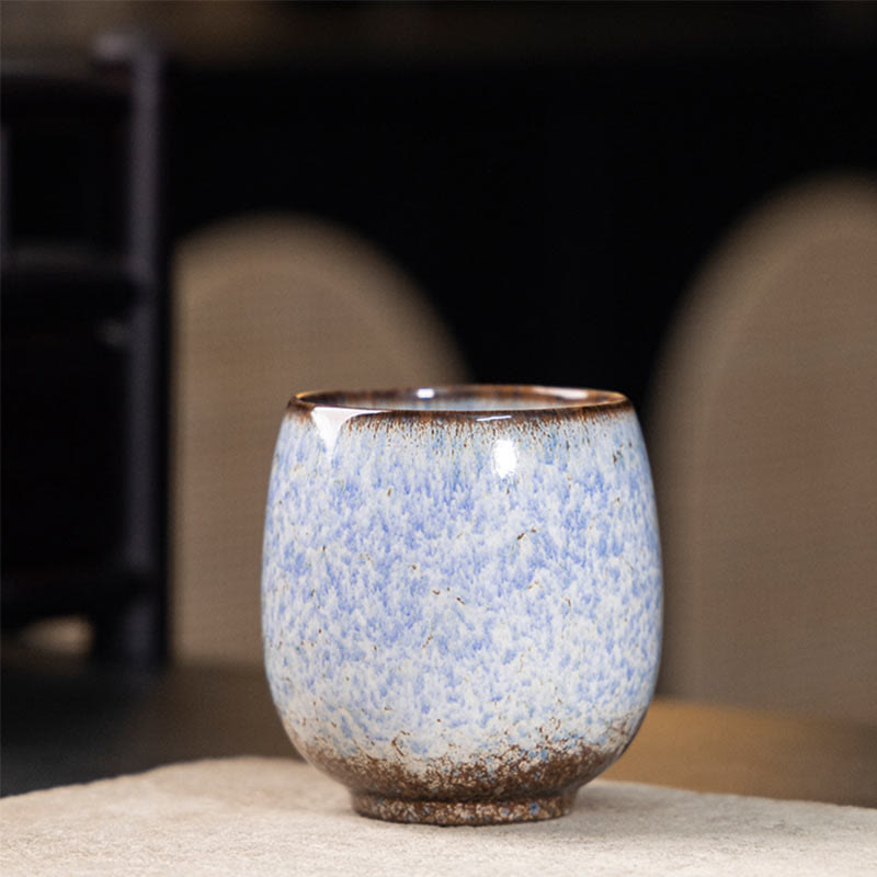 Buddha Stones Handmade Small Chinese Jianzhan Kiln Change Ceramic Teacup Kung Fu Tea Cup 150ml - Light Blue 7.1cm*7.3cm*150ml - image 7