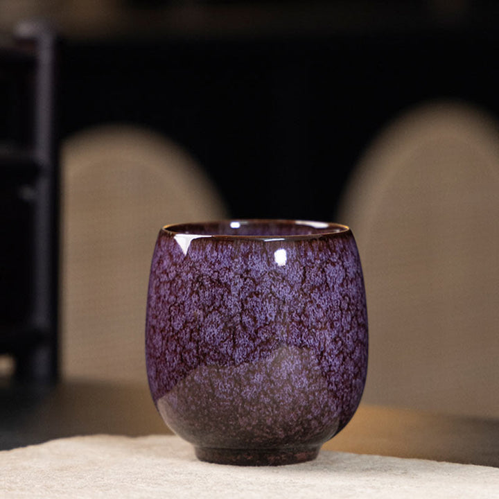 Buddha Stones Handmade Small Chinese Jianzhan Kiln Change Ceramic Teacup Kung Fu Tea Cup 150ml - Purple 7.1cm*7.3cm*150ml - image 14