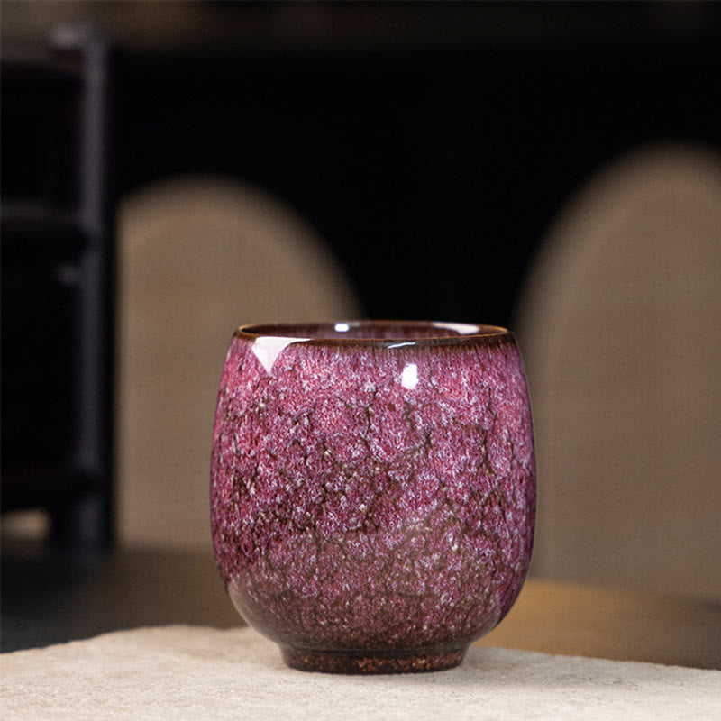 Buddha Stones Handmade Small Chinese Jianzhan Kiln Change Ceramic Teacup Kung Fu Tea Cup 150ml - Pink 7.1cm*7.3cm*150ml - image 9
