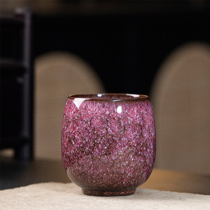 Buddha Stones Handmade Small Chinese Jianzhan Kiln Change Ceramic Teacup Kung Fu Tea Cup 150ml - Pink 7.1cm*7.3cm*150ml - image 9