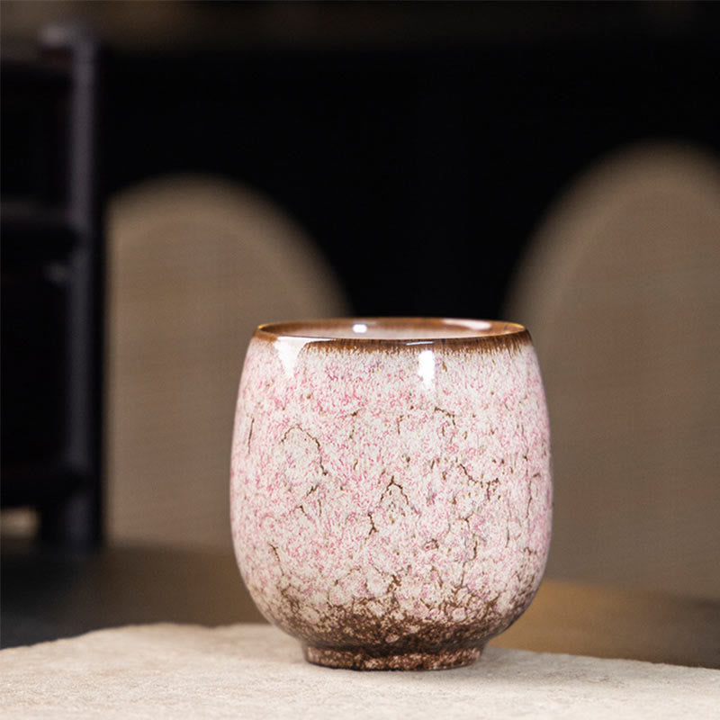 Buddha Stones Handmade Small Chinese Jianzhan Kiln Change Ceramic Teacup Kung Fu Tea Cup 150ml - Cherry Blossom Pink 7.1cm*7.3cm*150ml - image 8