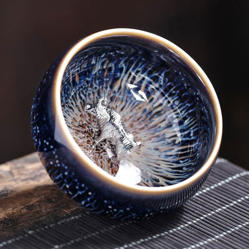 Buddha Stones Handmade Chinese Jianzhan Koi Fish Lotus Dragon Phoenix 12 Chinese Zodiac Ceramic Teacup Kung Fu Tea Cup 70ml - Ox 7.2cm*4.2cm*70ml - image 15