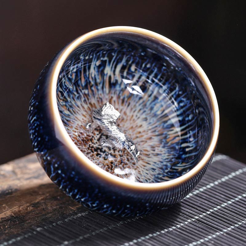 Buddha Stones Handmade Chinese Jianzhan Koi Fish Lotus Dragon Phoenix 12 Chinese Zodiac Ceramic Teacup Kung Fu Tea Cup 70ml - Tiger 7.2cm*4.2cm*70ml - image 17