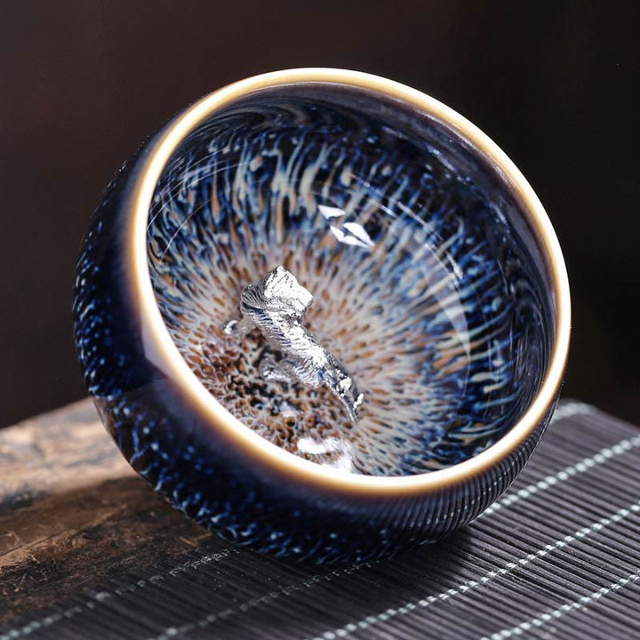 Buddha Stones Handmade Chinese Jianzhan Koi Fish Lotus Dragon Phoenix 12 Chinese Zodiac Ceramic Teacup Kung Fu Tea Cup 70ml - Tiger 7.2cm*4.2cm*70ml - image 17