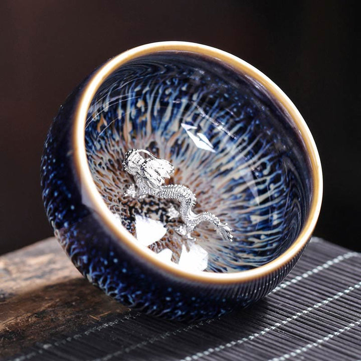 Buddha Stones Handmade Chinese Jianzhan Koi Fish Lotus Dragon Phoenix 12 Chinese Zodiac Ceramic Teacup Kung Fu Tea Cup 70ml - Dragon 7.2cm*4.2cm*70ml - image 19