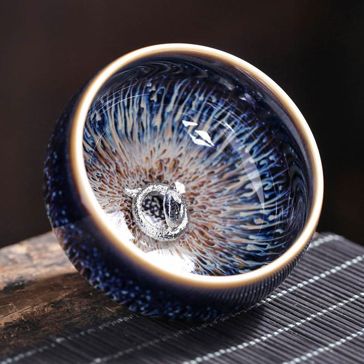 Buddha Stones Handmade Chinese Jianzhan Koi Fish Lotus Dragon Phoenix 12 Chinese Zodiac Ceramic Teacup Kung Fu Tea Cup 70ml - Snake 7.2cm*4.2cm*70ml - image 20