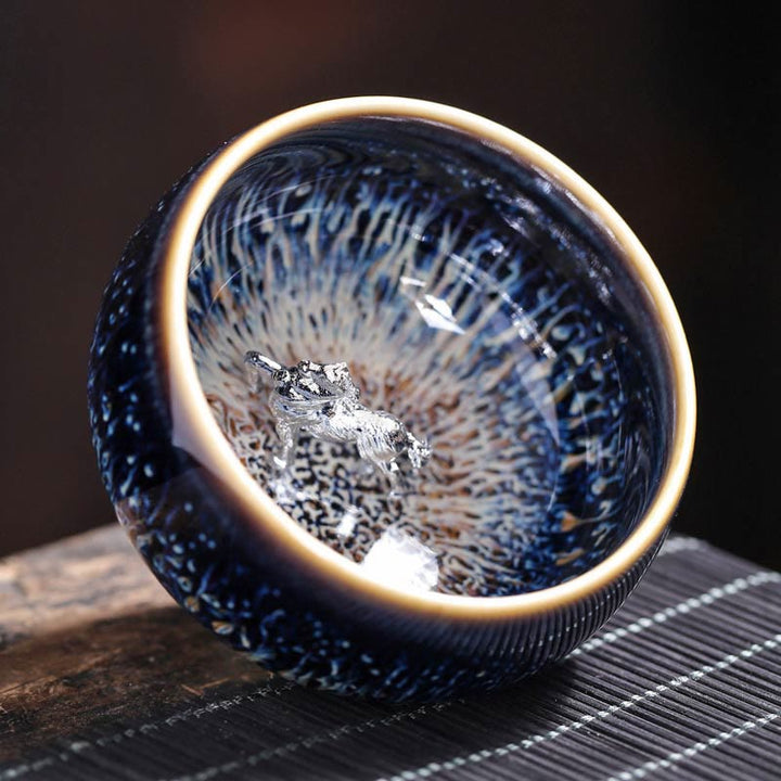 Buddha Stones Handmade Chinese Jianzhan Koi Fish Lotus Dragon Phoenix 12 Chinese Zodiac Ceramic Teacup Kung Fu Tea Cup 70ml - Horse 7.2cm*4.2cm*70ml - image 21