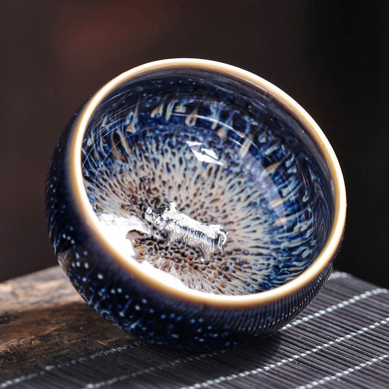 Buddha Stones Handmade Chinese Jianzhan Koi Fish Lotus Dragon Phoenix 12 Chinese Zodiac Ceramic Teacup Kung Fu Tea Cup 70ml - Pig 7.2cm*4.2cm*70ml - image 26