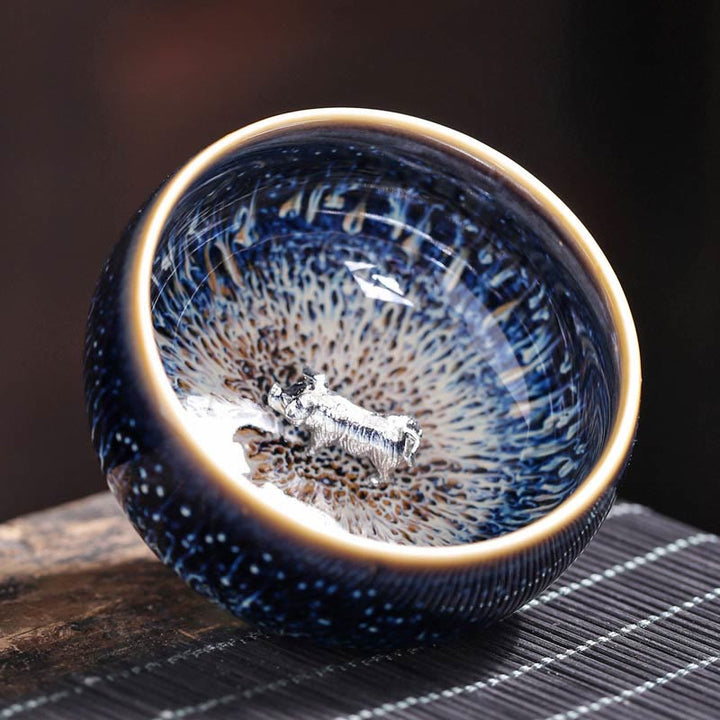 Buddha Stones Handmade Chinese Jianzhan Koi Fish Lotus Dragon Phoenix 12 Chinese Zodiac Ceramic Teacup Kung Fu Tea Cup 70ml - Pig 7.2cm*4.2cm*70ml - image 26