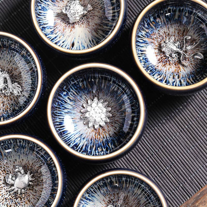 Buddha Stones Handmade Chinese Jianzhan Koi Fish Lotus Dragon Phoenix 12 Chinese Zodiac Ceramic Teacup Kung Fu Tea Cup 70ml - image 29