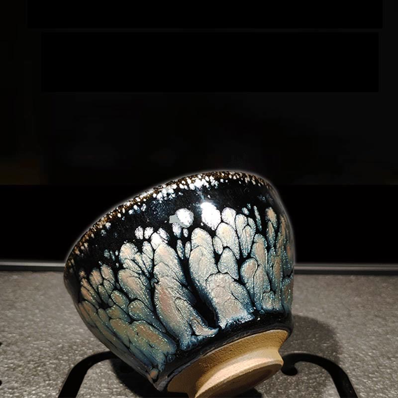 Buddha Stones Handmade Chinese Jianzhan Blue Spot Ceramic Teacup Tenmoku Kung Fu Tea Cup 150ml - image 2