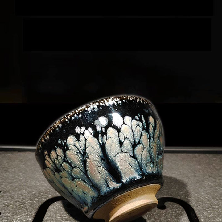 Buddha Stones Handmade Chinese Jianzhan Blue Spot Ceramic Teacup Tenmoku Kung Fu Tea Cup 150ml - image 2