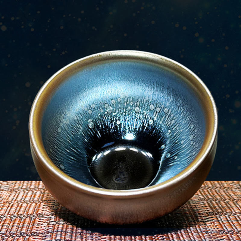 Buddha Stones Handmade Chinese Jianzhan Oil Drop Spots Pattern Ceramic Teacup Tenmoku Kung Fu Tea Cup 150ml - image 2