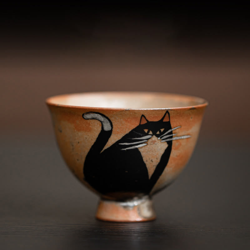 Buddha Stones Small Cute Cat Teacup Kung Fu Tea Cup 60ml - Cat Staring 6.5cm*4.7cm*60ml - image 9