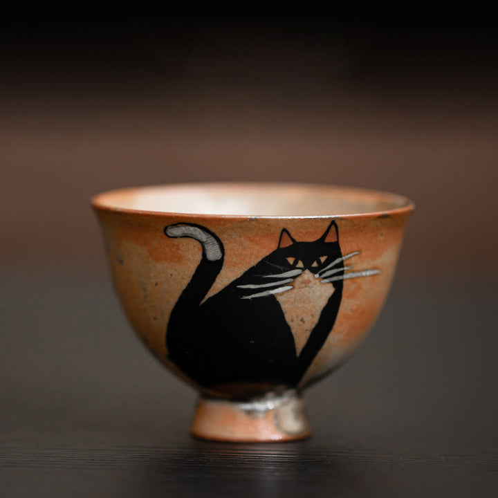 Buddha Stones Small Cute Cat Teacup Kung Fu Tea Cup 60ml - Cat Staring 6.5cm*4.7cm*60ml - image 9