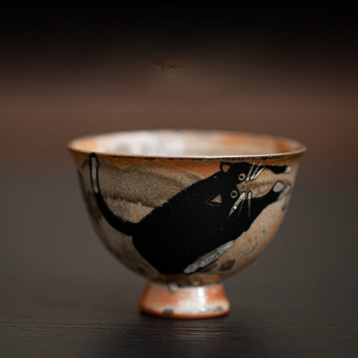 Buddha Stones Small Cute Cat Teacup Kung Fu Tea Cup 60ml - Cat Climbing 6.5cm*4.7cm*60ml - image 11
