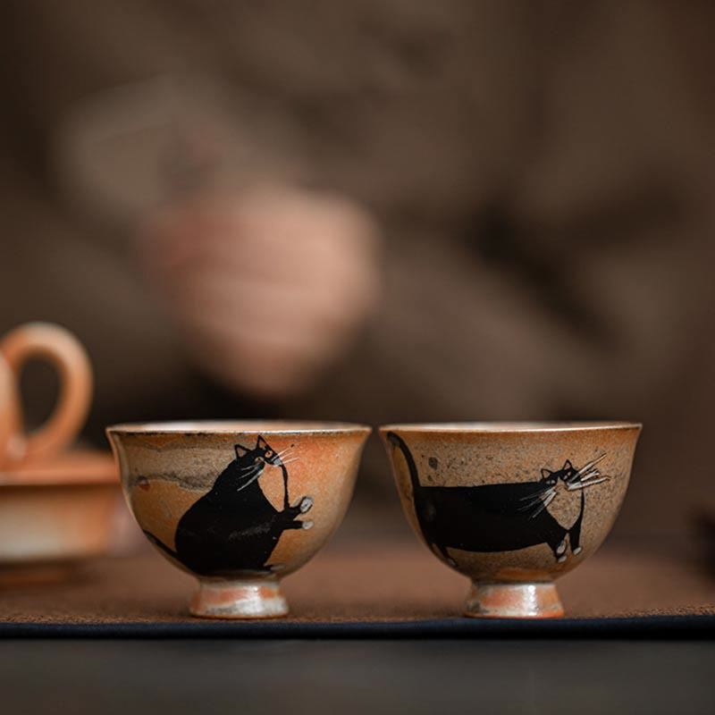 Buddha Stones Small Cute Cat Teacup Kung Fu Tea Cup 60ml - image 13