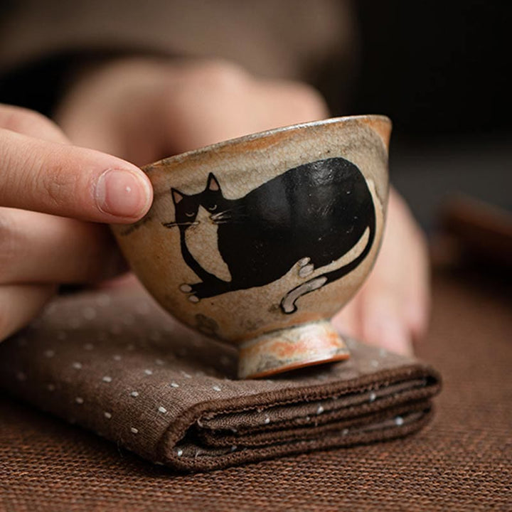 Buddha Stones Small Cute Cat Teacup Kung Fu Tea Cup 60ml - image 7
