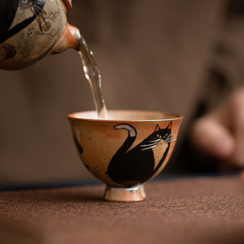 Buddha Stones Small Cute Cat Teacup Kung Fu Tea Cup 60ml - image 10