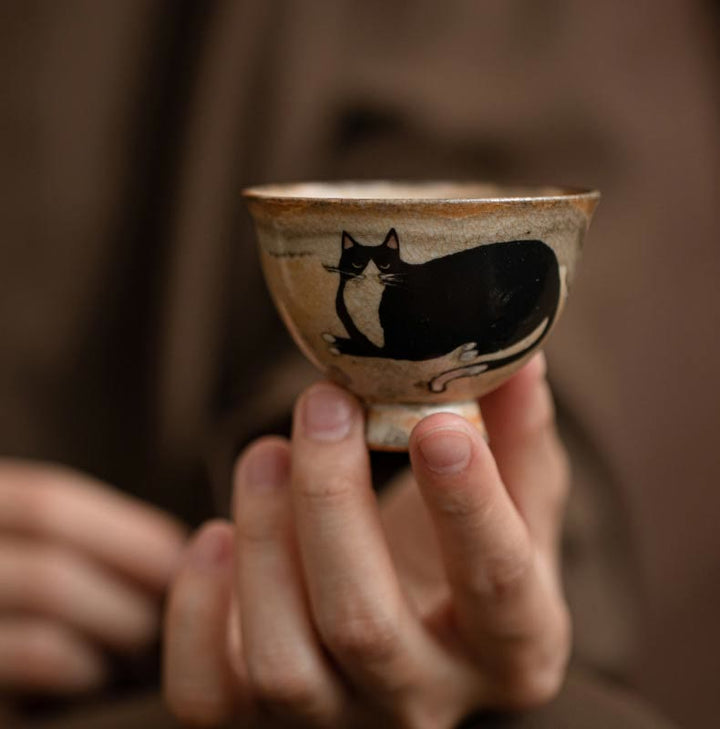 Buddha Stones Small Cute Cat Teacup Kung Fu Tea Cup 60ml - image 8