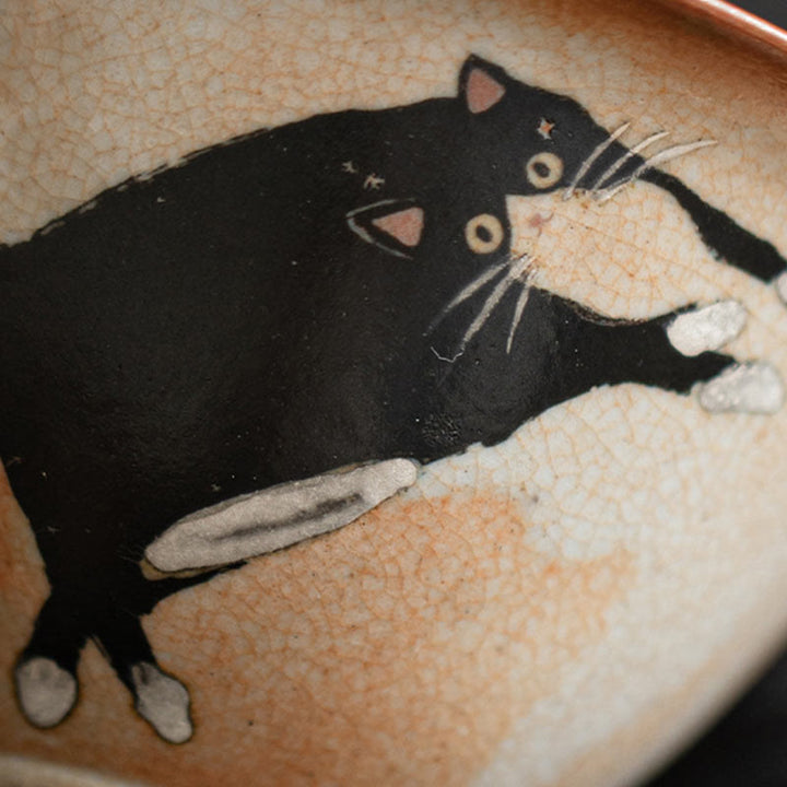 Buddha Stones Cute Cat Ceramic Gaiwan Teacup Kung Fu Tea Cup With Lid 130ml - image 3