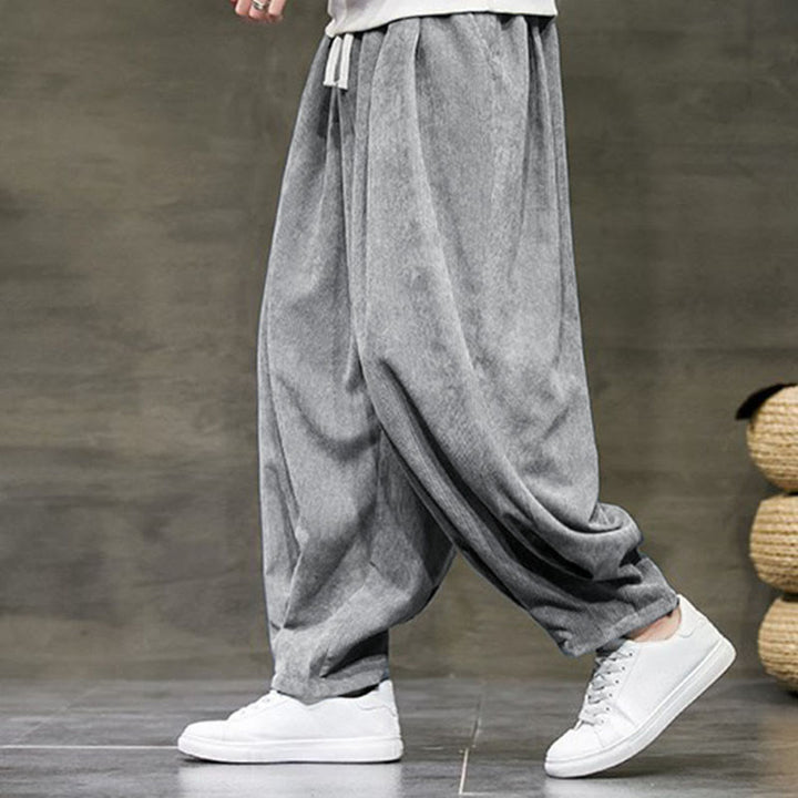 Buddha Stones Casual Plain Cotton Bloomer Men's Pants With Pockets - Gray - US/UK/AU46，EU56 (5XL) - image 9