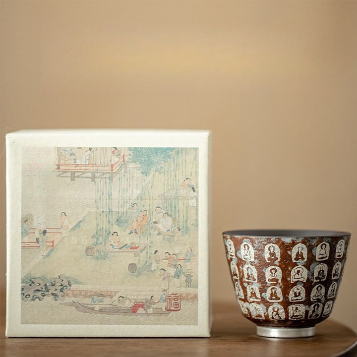 Buddha Stones Ten Thousand Buddha Poems Teacup Kung Fu Tea Cup 100ml With Gift Box - image 12