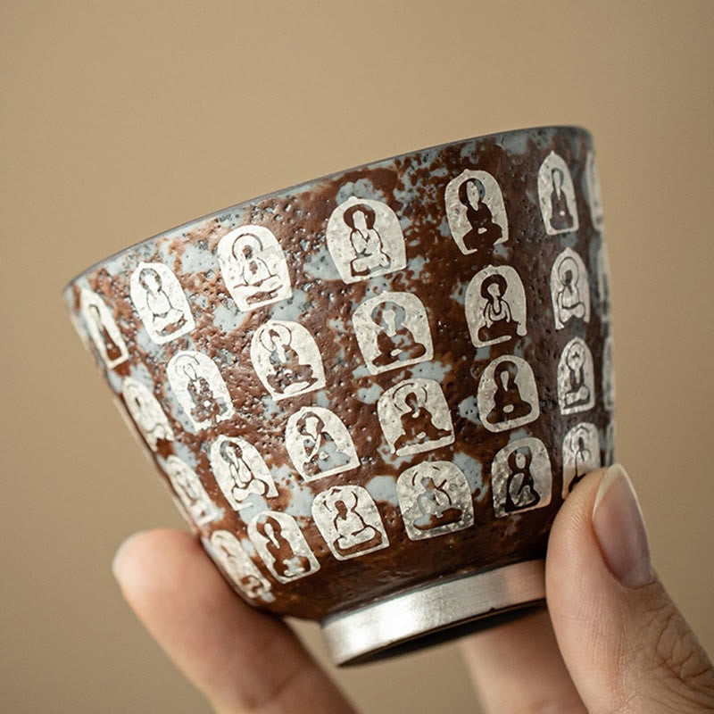 Buddha Stones Ten Thousand Buddha Poems Teacup Kung Fu Tea Cup 100ml With Gift Box - image 6