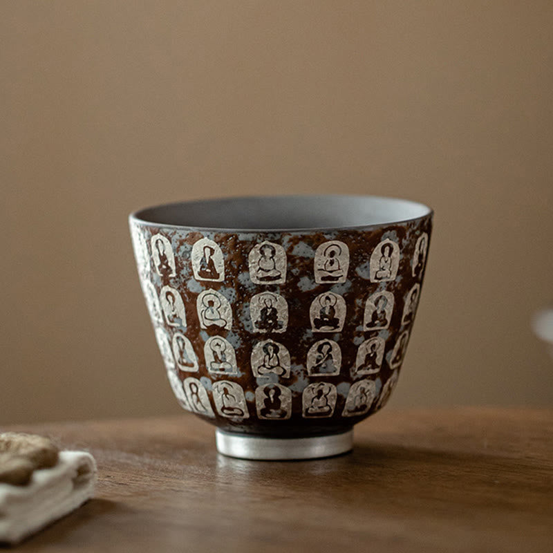 Buddha Stones Ten Thousand Buddha Poems Teacup Kung Fu Tea Cup 100ml With Gift Box - image 10