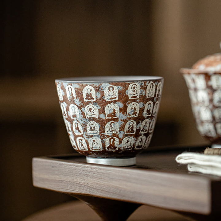 Buddha Stones Ten Thousand Buddha Poems Teacup Kung Fu Tea Cup 100ml With Gift Box - image 9