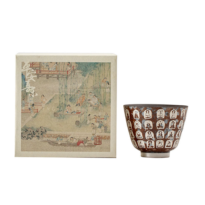 Buddha Stones Ten Thousand Buddha Poems Teacup Kung Fu Tea Cup 100ml With Gift Box - image 15