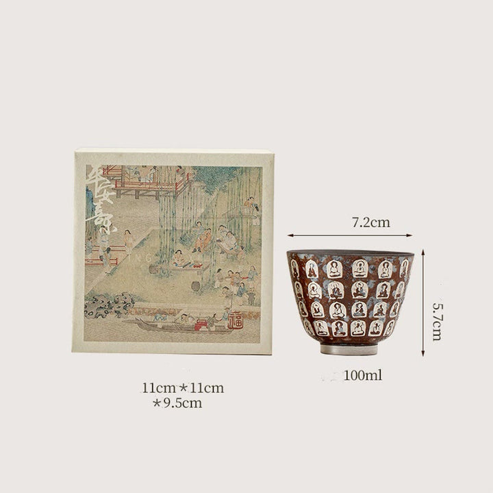 Buddha Stones Ten Thousand Buddha Poems Teacup Kung Fu Tea Cup 100ml With Gift Box - image 14