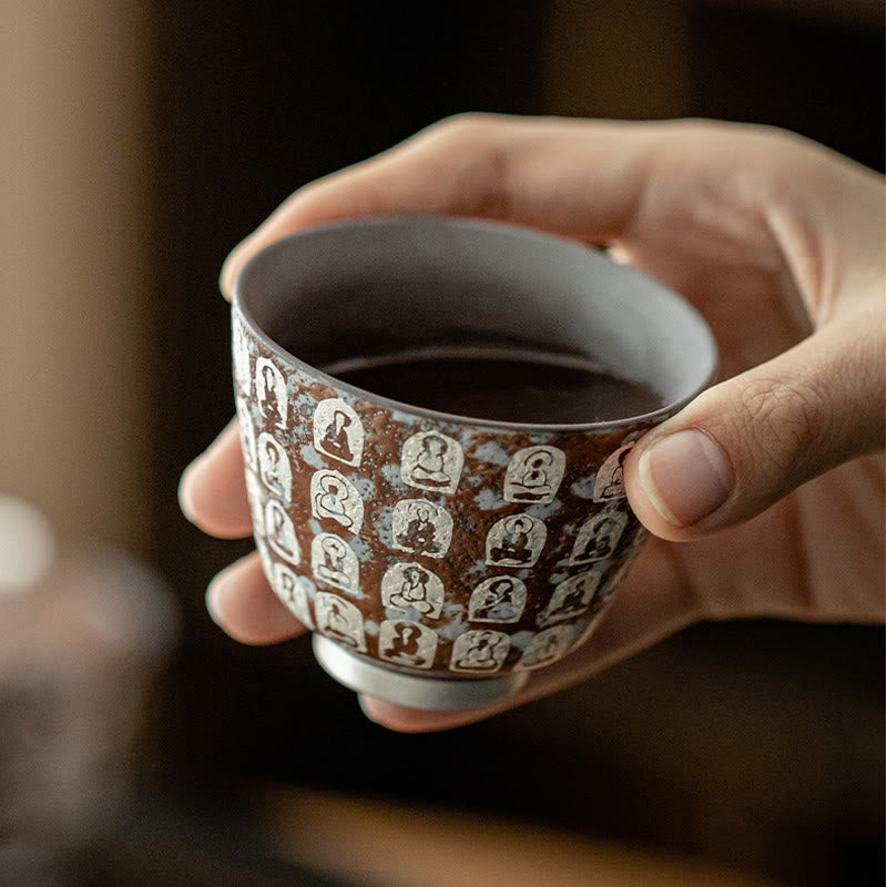 Buddha Stones Ten Thousand Buddha Poems Teacup Kung Fu Tea Cup 100ml With Gift Box - image 8