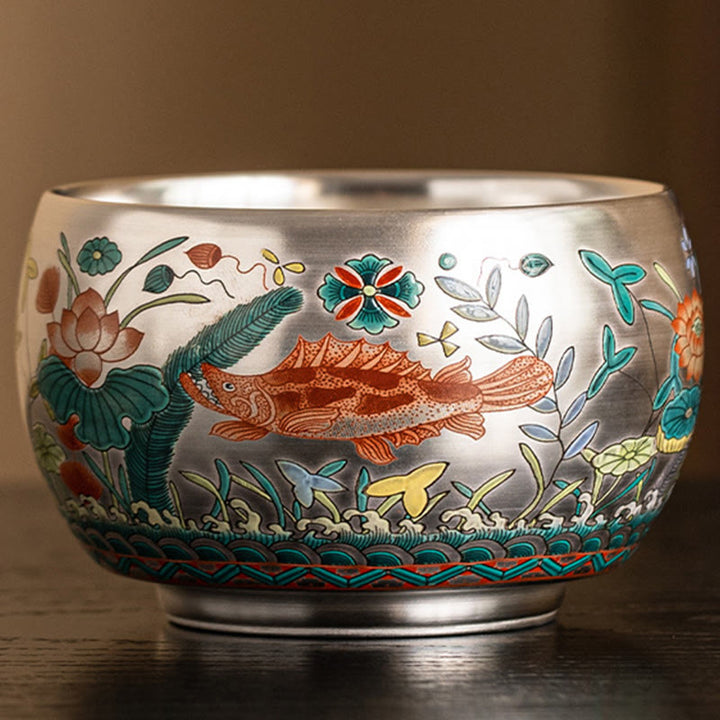 Buddha Stones Fish Lotus Seaweed Valley Mountains Pine Tree Dragon Teacup Kung Fu Tea Cup With Gift Box - image 13