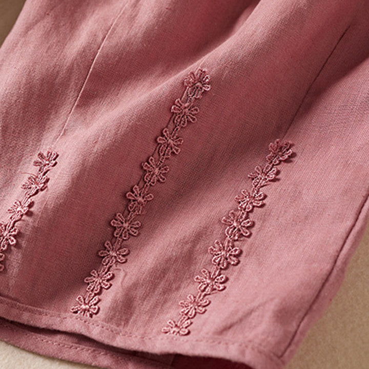 Buddha Stones Summer Small Flower Embroidery  Harem Pants With Pockets - image 14