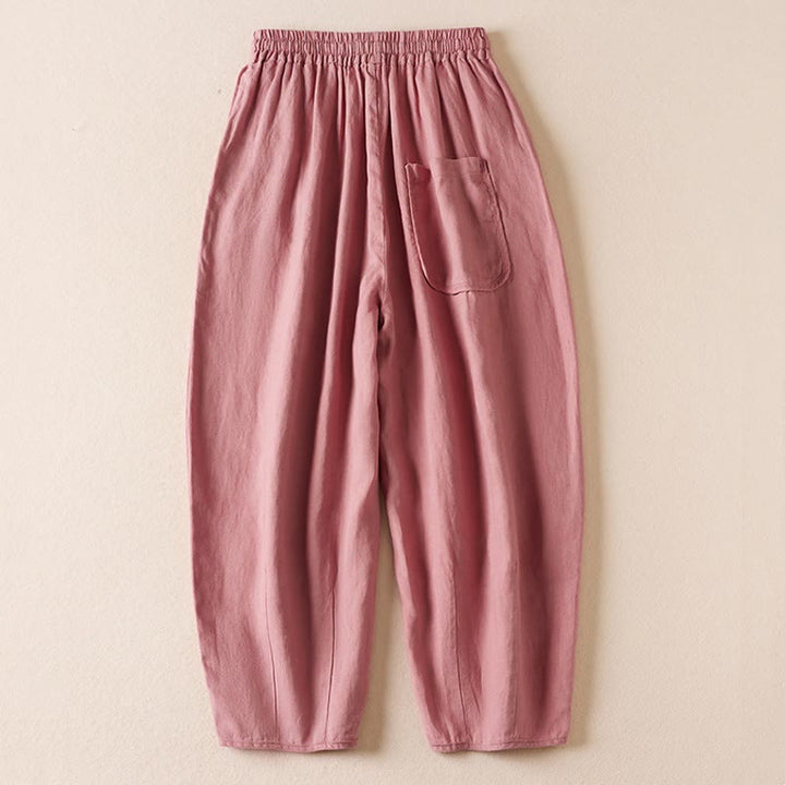 Buddha Stones Summer Small Flower Embroidery  Harem Pants With Pockets - image 10