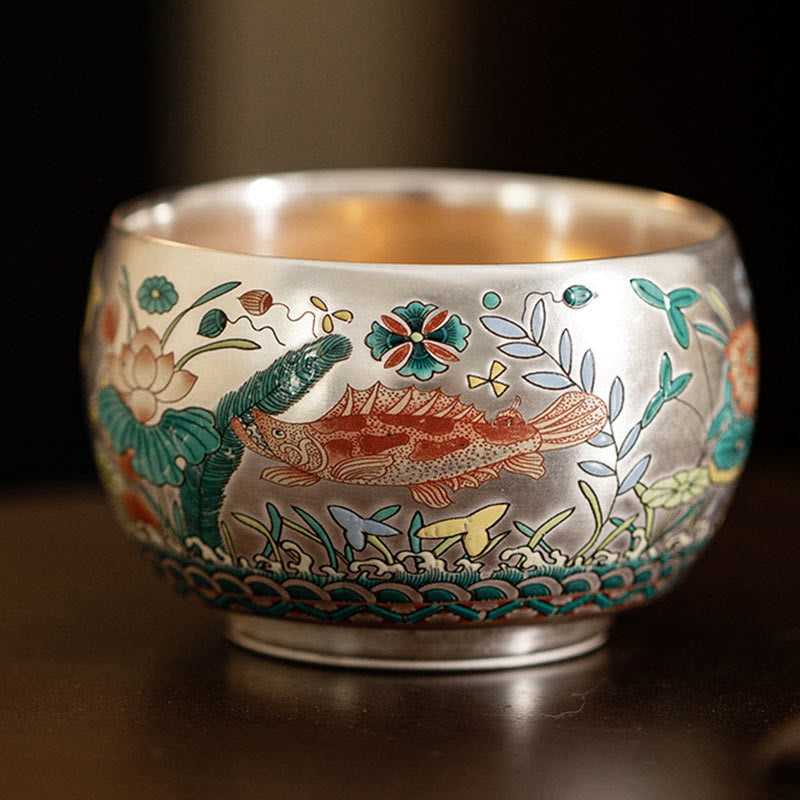 Buddha Stones Fish Lotus Seaweed Valley Mountains Pine Tree Dragon Teacup Kung Fu Tea Cup With Gift Box - image 14