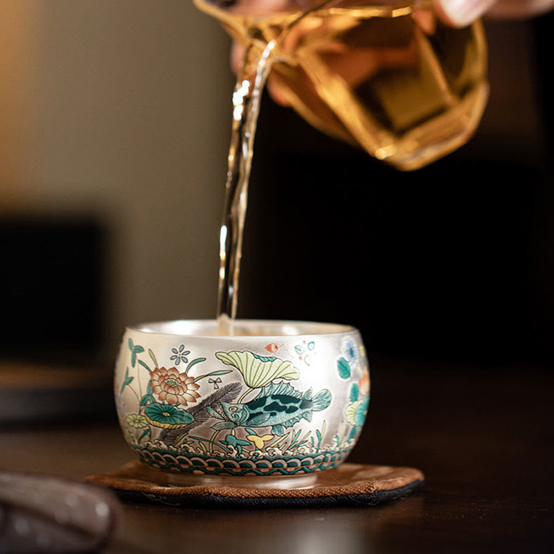 Buddha Stones Fish Lotus Seaweed Valley Mountains Pine Tree Dragon Teacup Kung Fu Tea Cup With Gift Box - image 11