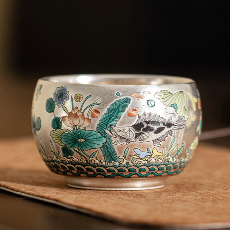 Buddha Stones Fish Lotus Seaweed Valley Mountains Pine Tree Dragon Teacup Kung Fu Tea Cup With Gift Box - image 15