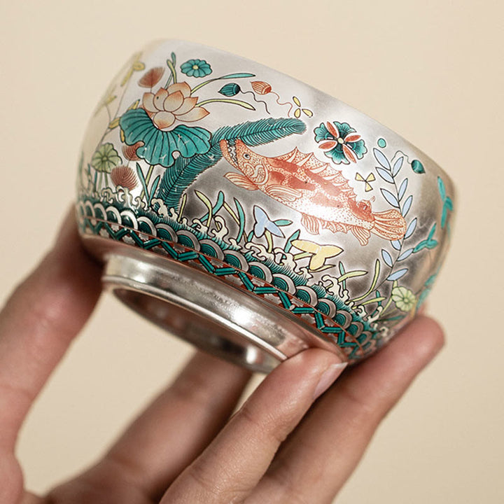 Buddha Stones Fish Lotus Seaweed Valley Mountains Pine Tree Dragon Teacup Kung Fu Tea Cup With Gift Box - image 4