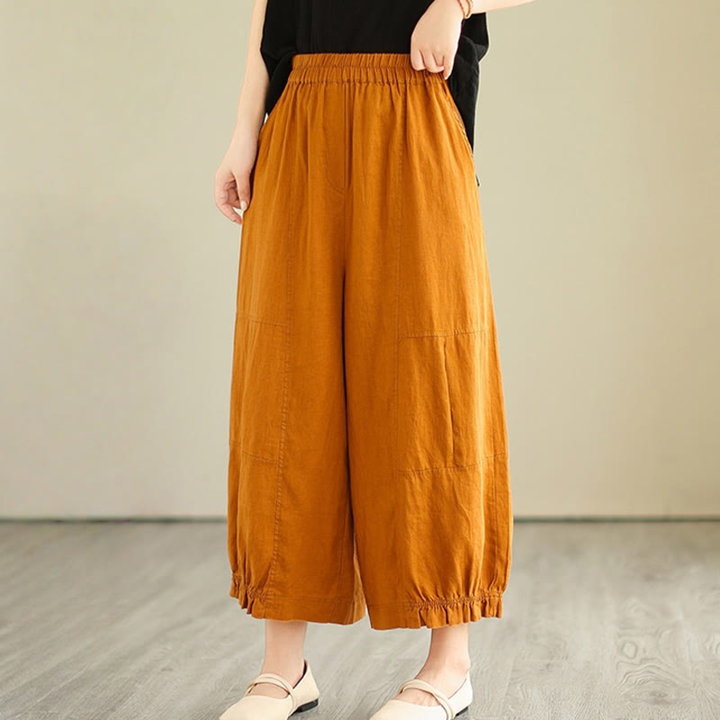 Buddha Stones Vintage Casual Pleated Design Cotton Women's Wide Leg Pants With Pockets - image 7