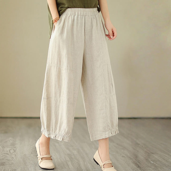 Buddha Stones Vintage Casual Pleated Design Cotton Women's Wide Leg Pants With Pockets - image 15