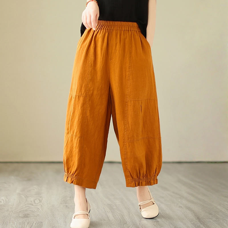 Buddha Stones Vintage Casual Pleated Design Cotton Women's Wide Leg Pants With Pockets - image 10