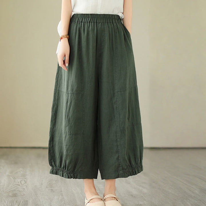 Buddha Stones Vintage Casual Pleated Design Cotton Women's Wide Leg Pants With Pockets - image 4
