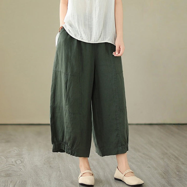 Buddha Stones Vintage Casual Pleated Design Cotton Women's Wide Leg Pants With Pockets - image 5