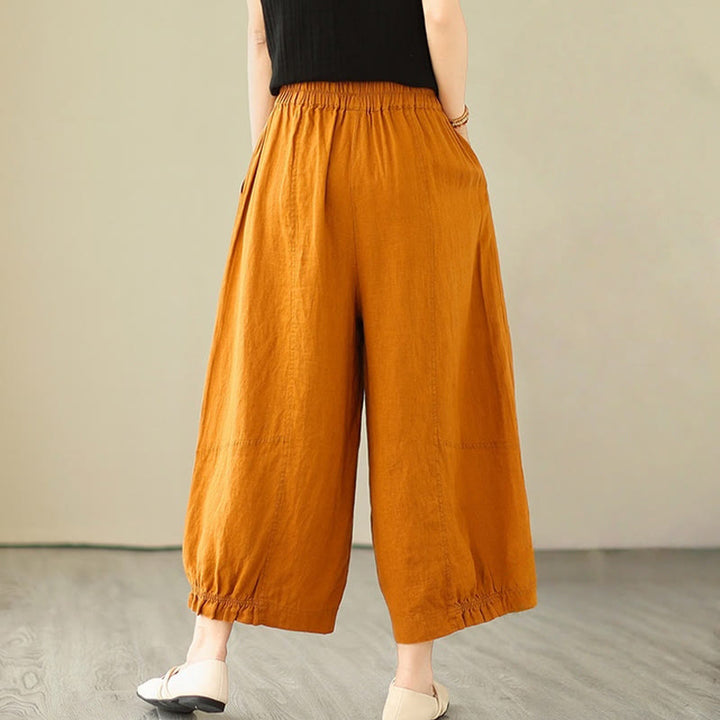 Buddha Stones Vintage Casual Pleated Design Cotton Women's Wide Leg Pants With Pockets - image 8
